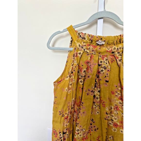 Bellambra Linen Dress Italy Size S Sleeveless Knee Length Boho Floral Yellow - Picture 3 of 7
